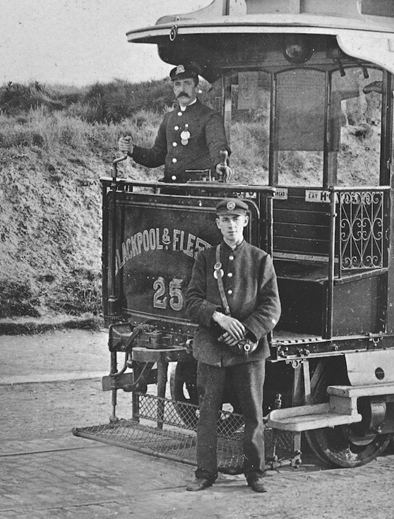 Blackpool and Fleetwood Tramraod Tramway Tram No 24 driver and conductor